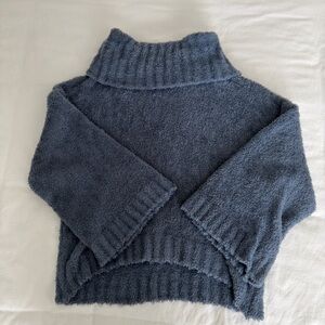 Express Cozy Blue Turtleneck/Off Shoulder Sweater